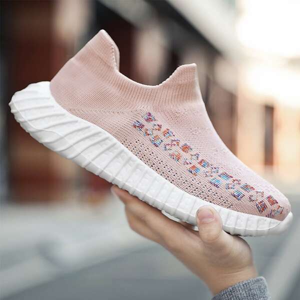 

Girls Knit Detail Breathable Sock Sneakers, Pink
