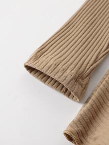 Toddler Girls Ribbed Knit Peplum Top & Leggings - Khaki - View 8