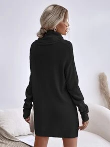 SHEIN LUNE Cowl Neck Drop Shoulder Jumper - Black - View 2