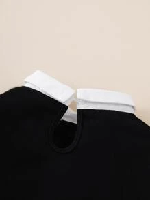 Baby Contrast Collar Letter Graphic 2 In 1 Sweatshirt - Black - View 3