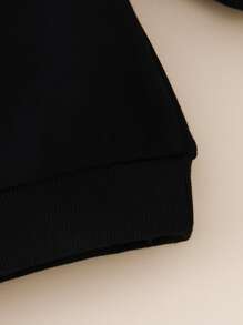 Baby Contrast Collar Letter Graphic 2 In 1 Sweatshirt - Black - View 5