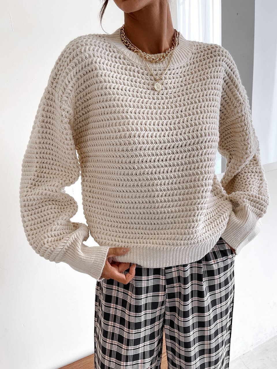 Solid Drop Shoulder Sweater