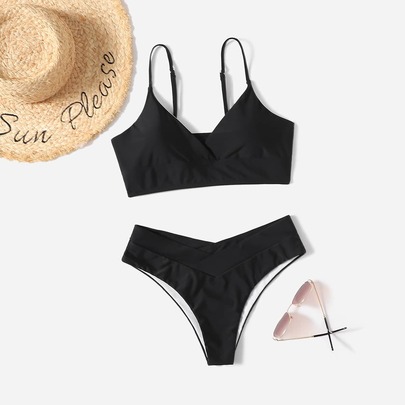 Solid Bikini Swimsuit