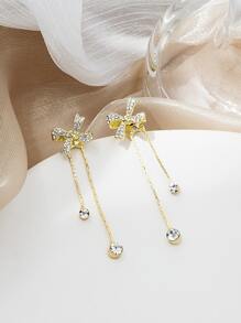 Hoa tai thả chi tiết nơ Valentine, Mẹ, Mẹ, Ngày của Mẹ, Quà tặng - Vàng - Xem 4