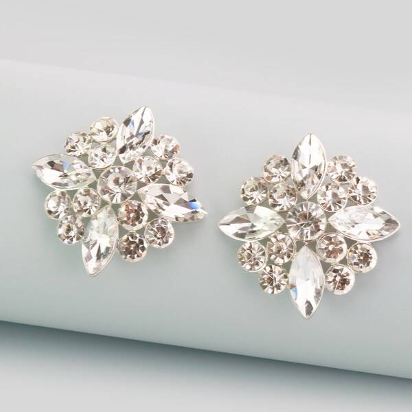 

Rhinestone Decor Earrings, White