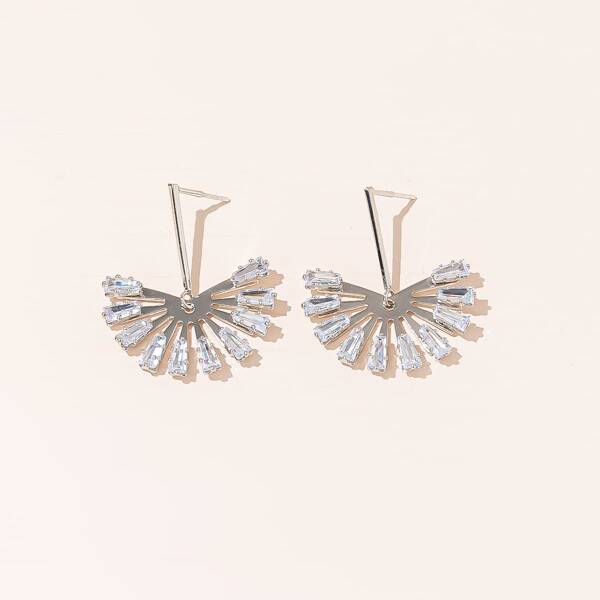 

Zircon Decor Earrings, Silver