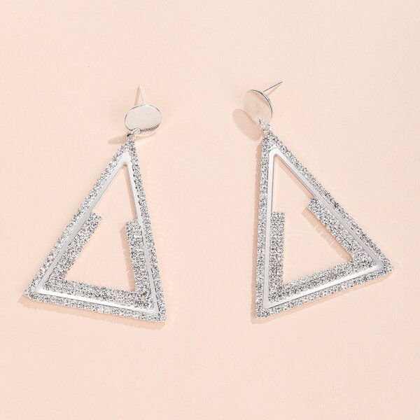 

Rhinestone Triangle Drop Earring, Silver