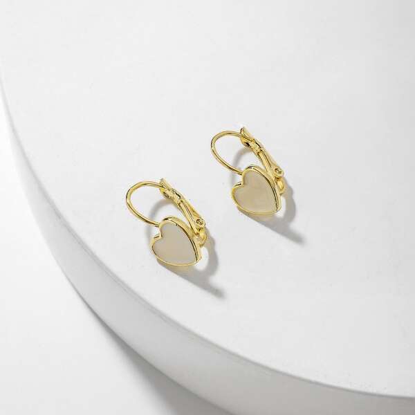 

Heart Decor Earrings, Gold