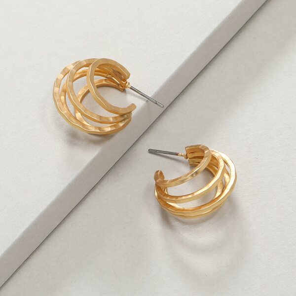 

Alloy Open Hoop Earrings, Gold