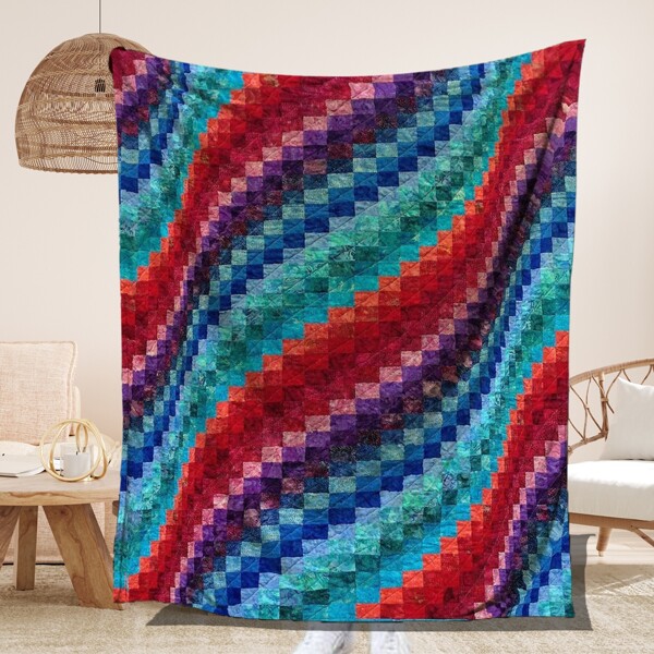 

Knitted Pattern Flannel Blanket, Multicolor