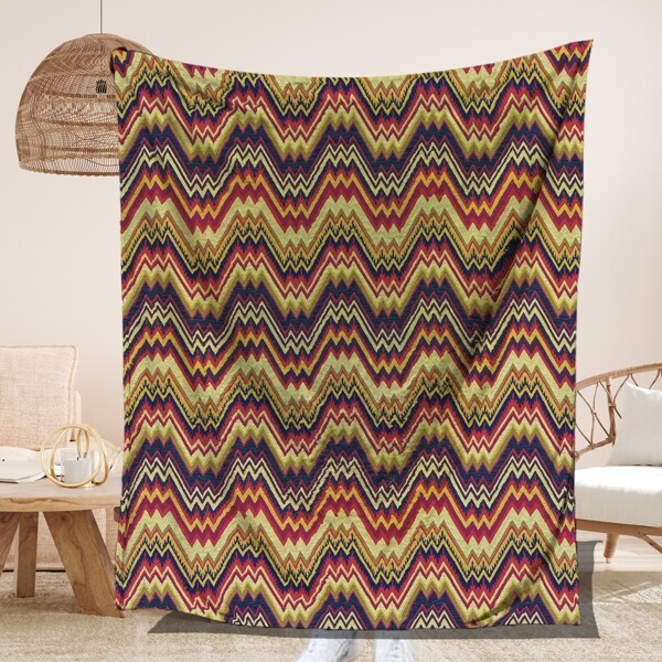 

Chevron Pattern Flannel Blanket, Multicolor