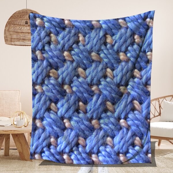

Knitted Pattern Flannel Blanket, Multicolor