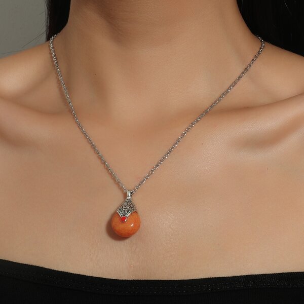

Water Drop Charm Necklace, Multicolor