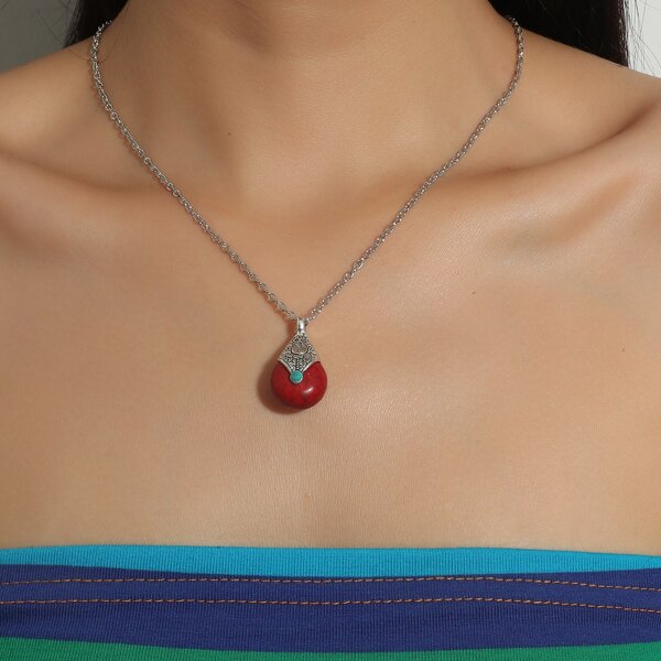 

Water Drop Charm Necklace, Multicolor