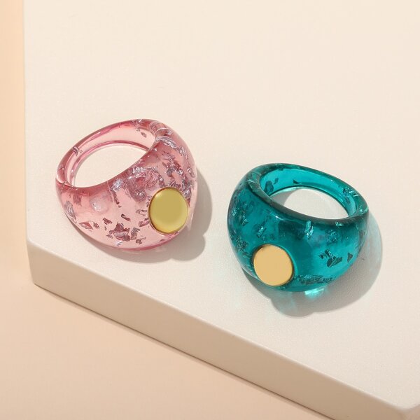 

2pcs Resin Ring, Multicolor