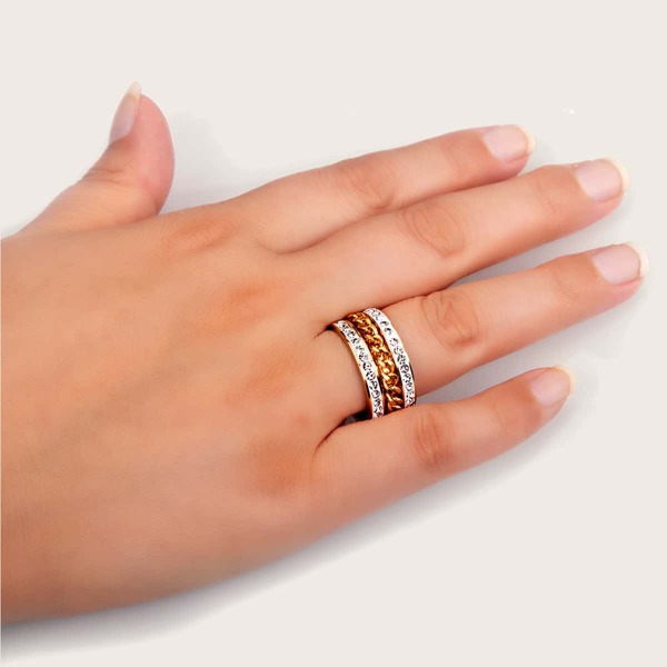 

Men Rhinestone Detail Ring, Gold
