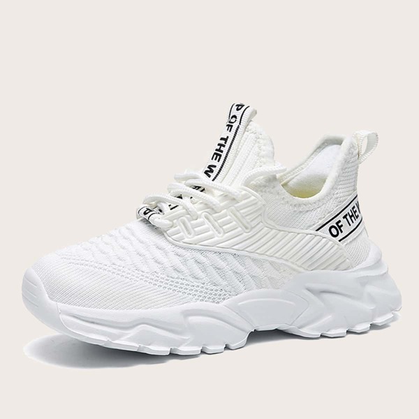 

Boys Letter Graphic Lace Up Front Sneakers, White