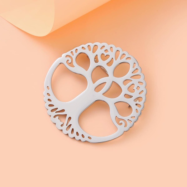

Hollow Out Tree Design Brooch, Silver