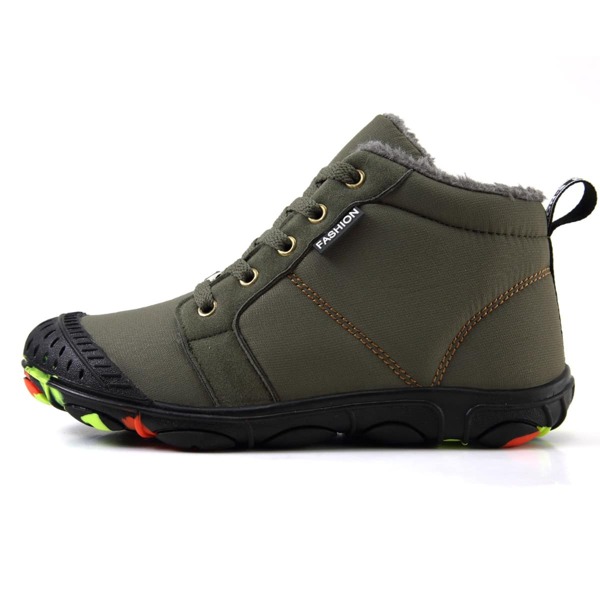 

Boys Minimalist Lace-up Front Plush Inside Sneakers, Army green