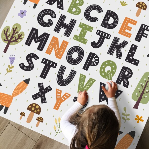 

Cartoon Alphabet Print Floor Sticker, Multicolor