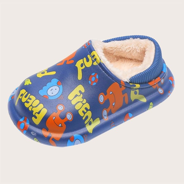 

Girls Cartoon Graphic Slippers, Navy blue