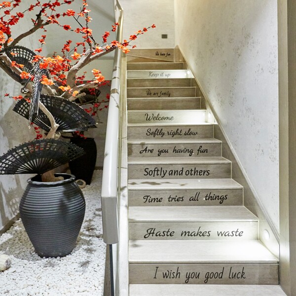 

Slogan Graphic Stairs Sticker, Black