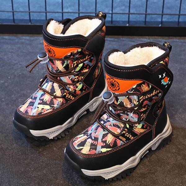 

Boys Colorblock Letter Graphic Snow Boots, Multicolor