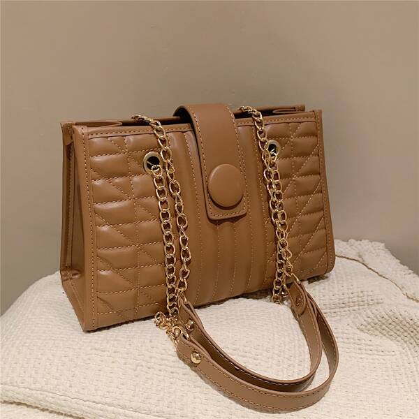 

Quilted Chain Shoulder Bag, Brown