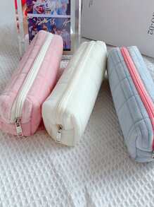 1pc Random Thick Velvet Pencil Case, Warm And Durable Student Pen Bag - Multicolor - View 4