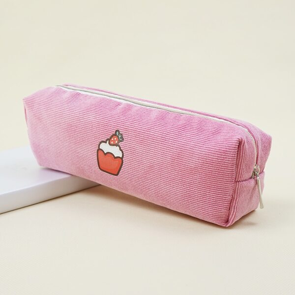 

1pc Cake Print Pencil Case, Hot pink