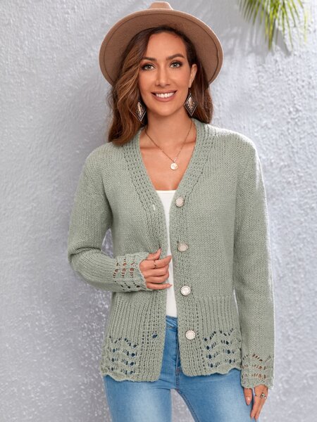 button front contrast binding plaid cardigan