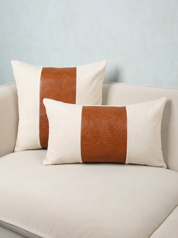 1pc Color Block Pillow Cover Without Filler