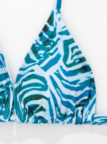 夏季 3 件装 全身印花微三角比基尼和罩衫 - 藍色 - 查看 7