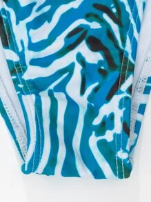 夏季 3 件装 全身印花微三角比基尼和罩衫 - 藍色 - 查看 8