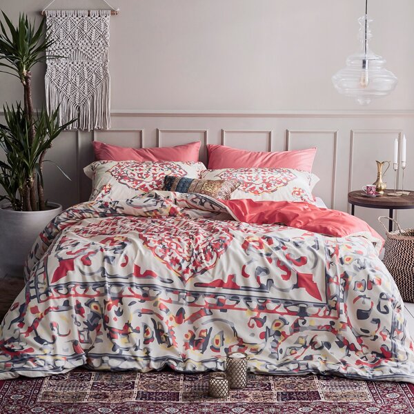 

Graphic Print Duvet Cover Set Without Filler, Multicolor