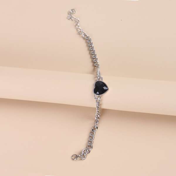 

Heart Decor Chain Bracelet, Silver