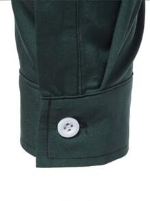 Manfinity Mode Hombres Camisa unicolor con cuello con botón - Verde Oscuro - Ver 3