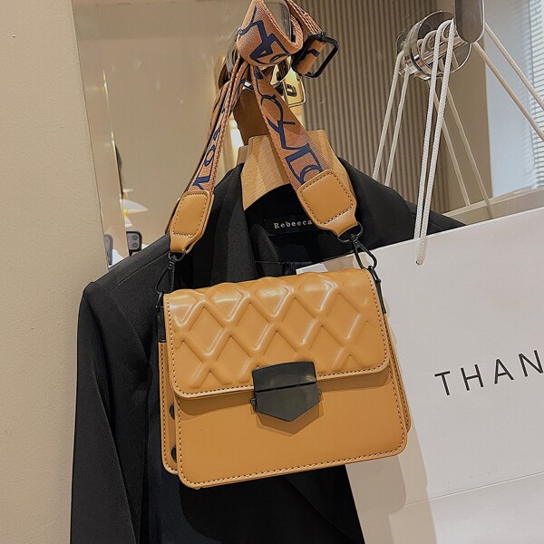 

Quilted Embossed Flap Square Bag, Ginger