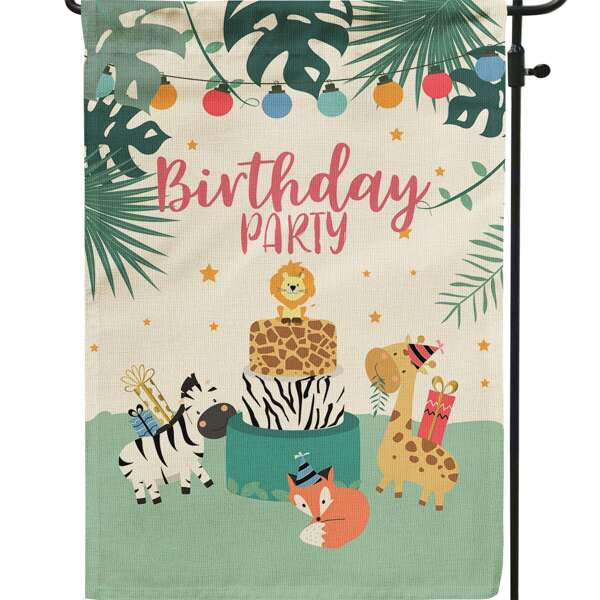 

Cartoon Graphic Birthday Party Decorative Garden Flag, Multicolor