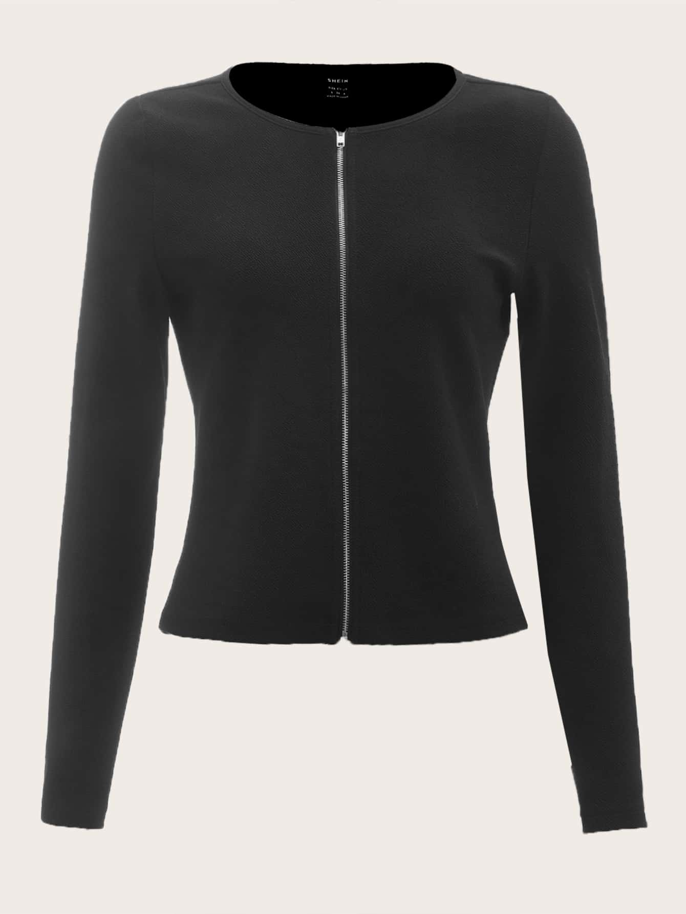 Muchica Cazadora de cuello redondo con cremallera