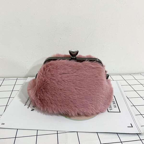 

Fluffy Design Chain Box Bag, Pink