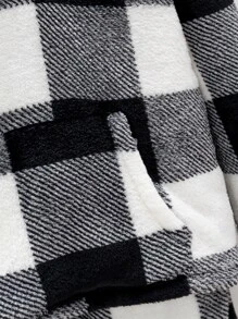 SHEIN 年輕男孩水牛格紋袋式法蘭絨連帽衛衣和褲子