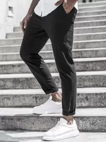 Manfinity Homme Quần Nam Túi màu trơn Giải trí - màu đen - Xem 3