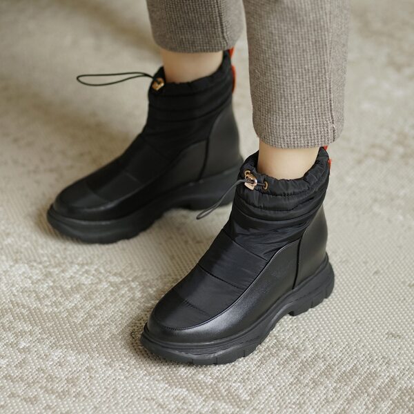 

Drawstring Design Mid Calf Snow Boots, Black