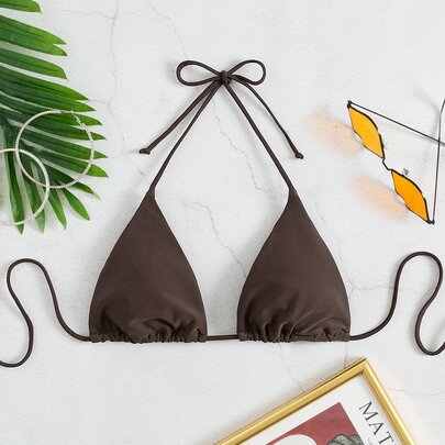 Solid Halter Bikini Top