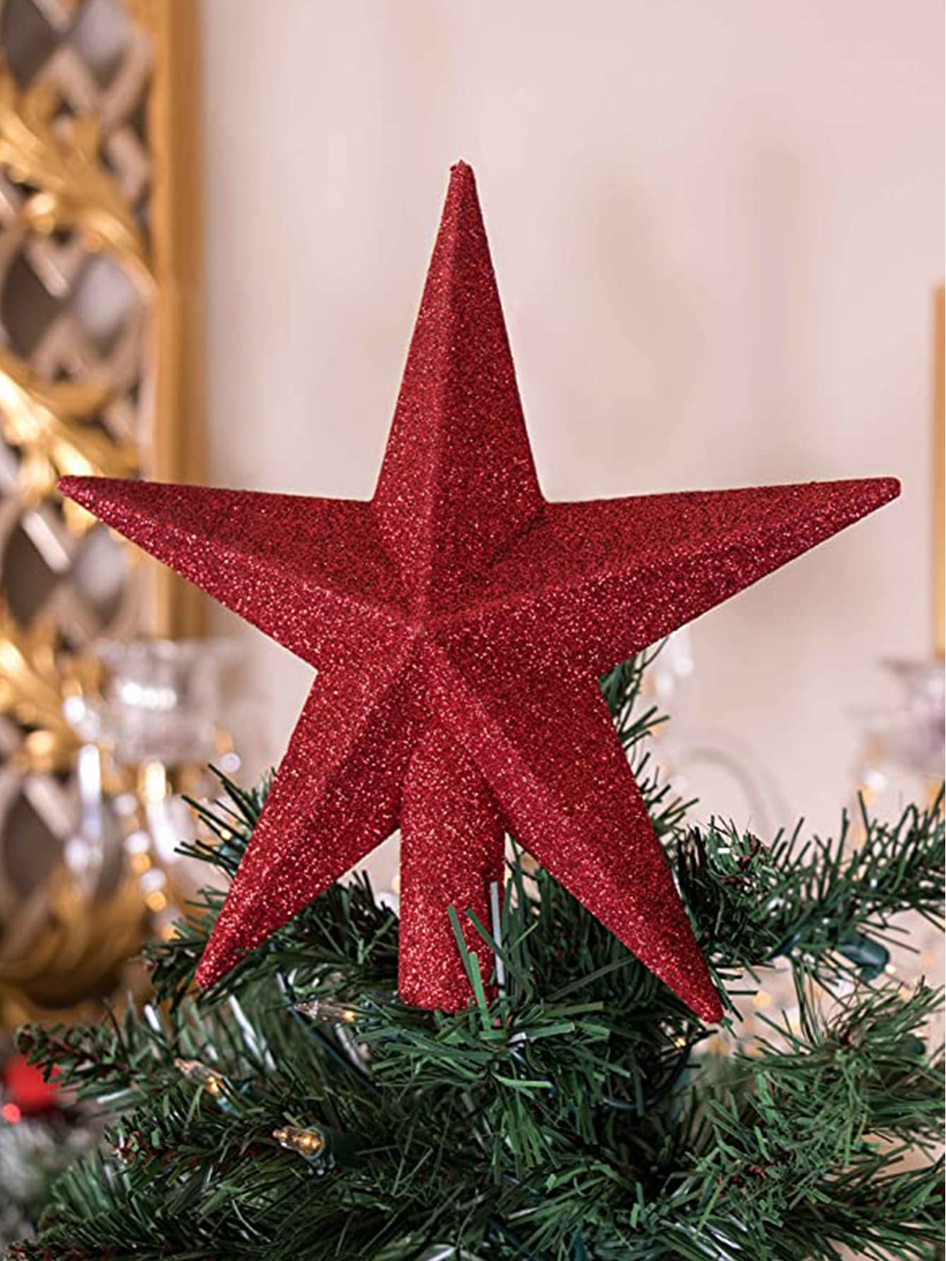1 pieza Decoración Navidad en forma de estrella - Rojo - Ver 1