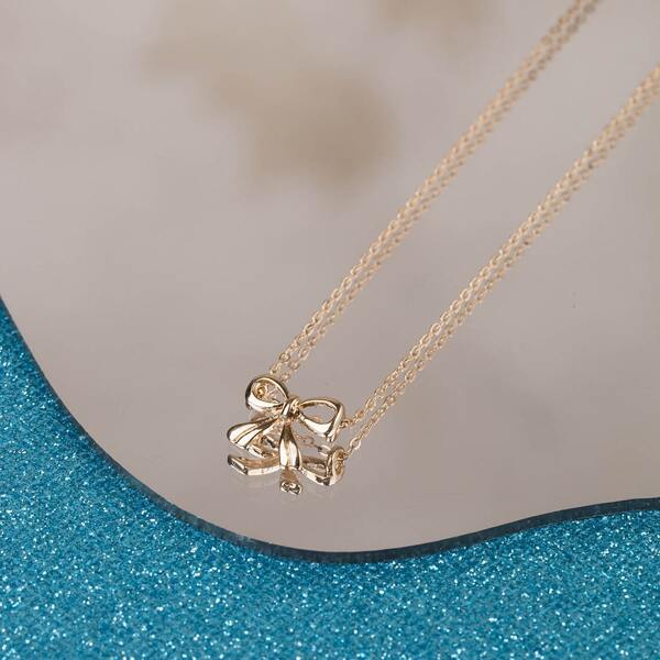 

Girls Bow Pendant Necklace, Gold