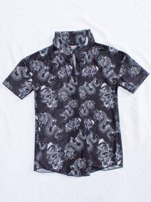 Girls Chinese Dragon Print Kimono - Multicolor - View 5