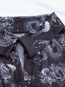 Girls Chinese Dragon Print Kimono - Multicolor - View 6