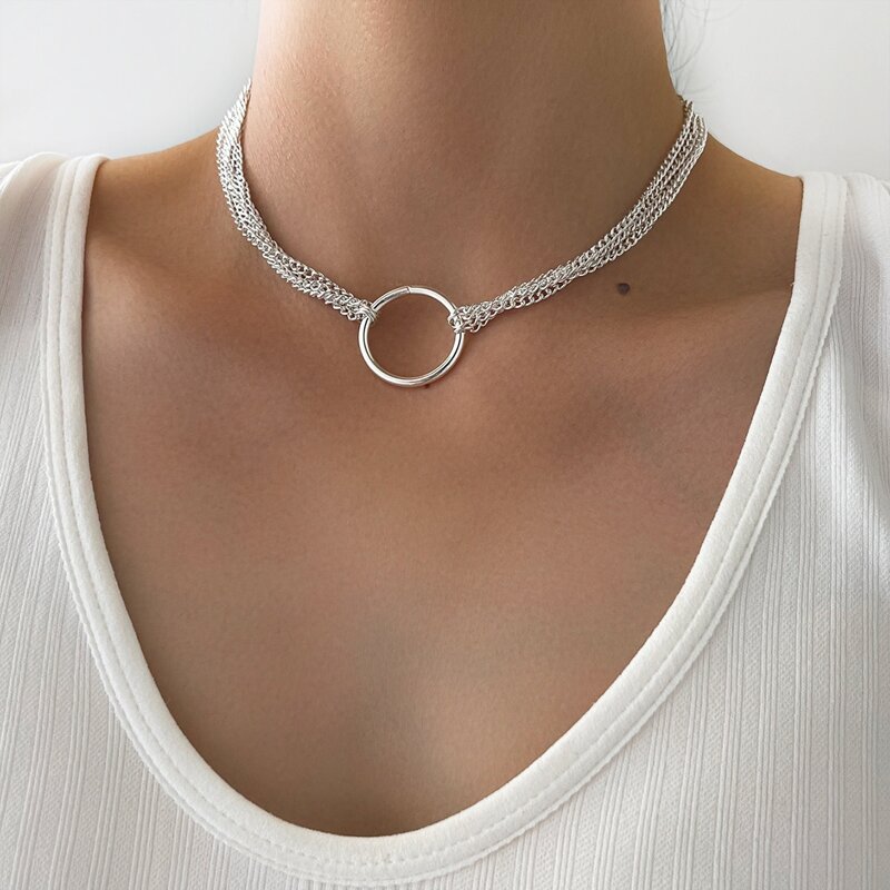

Ring Chain Necklace, Silver